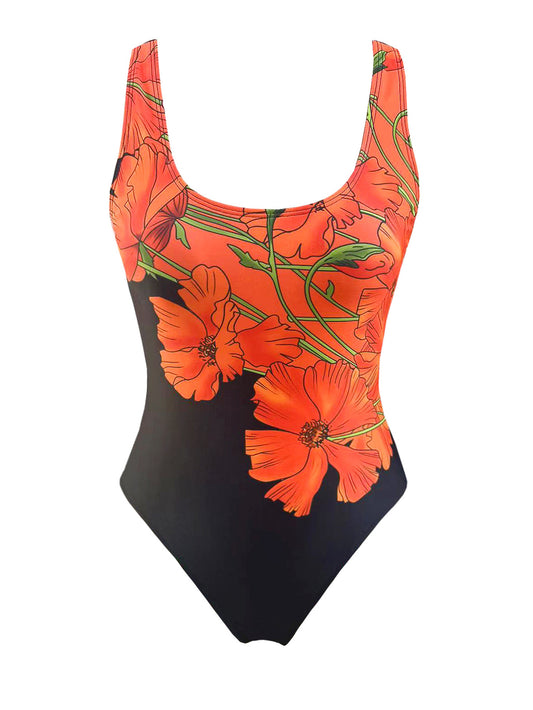 Flower Print Backless One-piece Bikini - Sexy and Slim Fit for Women