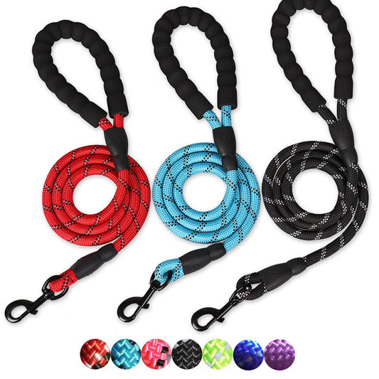 Dog leash reflective multi-colour round leash for walking dogs.