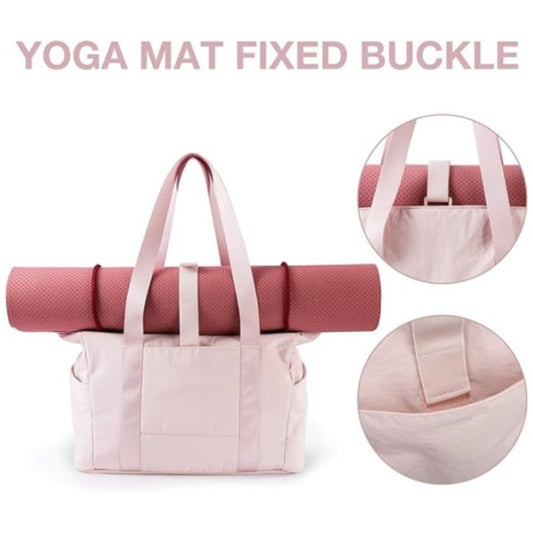Women's Large Capacity Shoulder Bag with Yoga Mat Buckle - Stylish and Functional Handbag